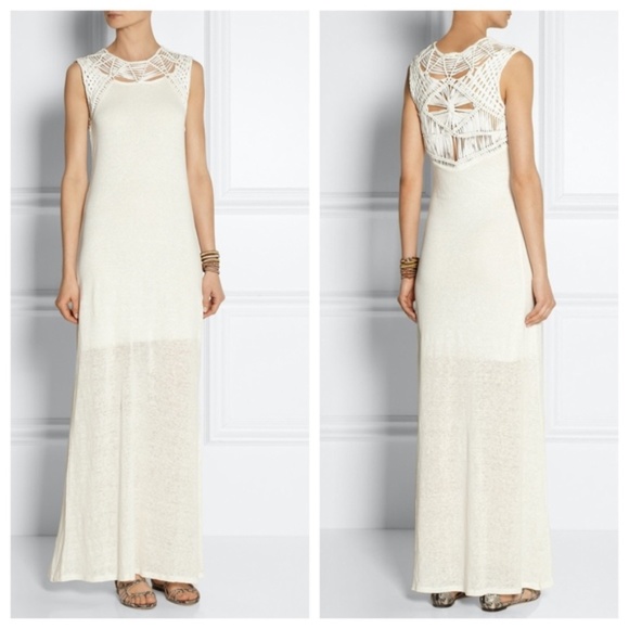 Maje Dresses & Skirts - Maje Fire macramé-trimmed linen maxi dress